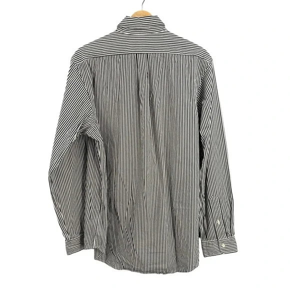 POLO RALPH LAUREN Classic Fit Shirt White Black Stripe Size Large 16.5 - Picture 2 of 5